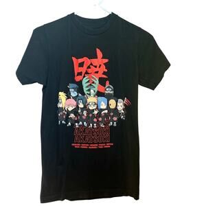 Naruto Shippuden T-Shirt Chibi Akatsuki Cast W/ Names Men's XS Cotton Back Logo